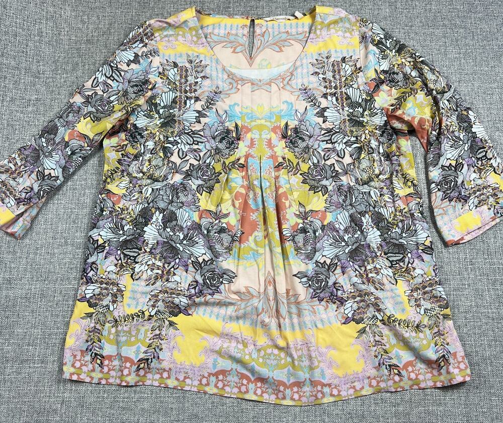 Soft Surroundings Floral Boho Art Print Tunic Top Large